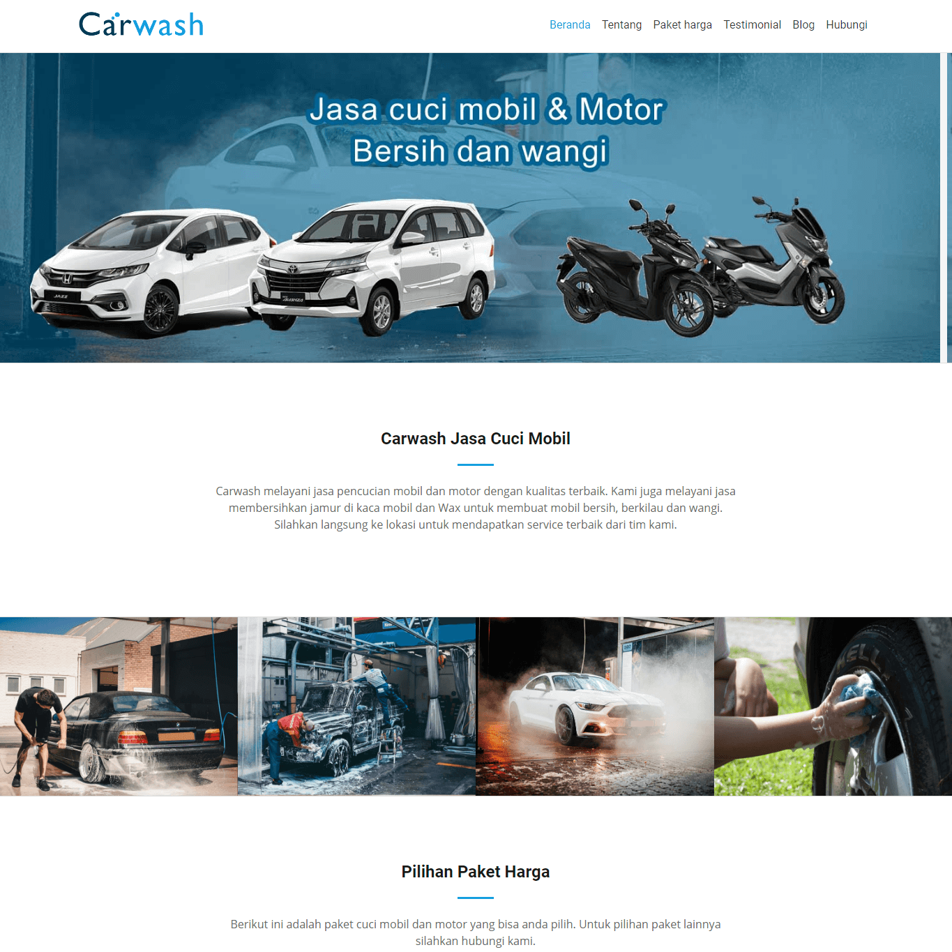 Jasa buat website Jasa cuci mobil motor